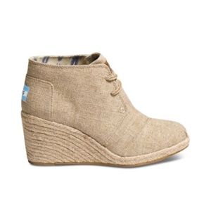 Toms Natural Burlap Desert Wedges - Size 7
